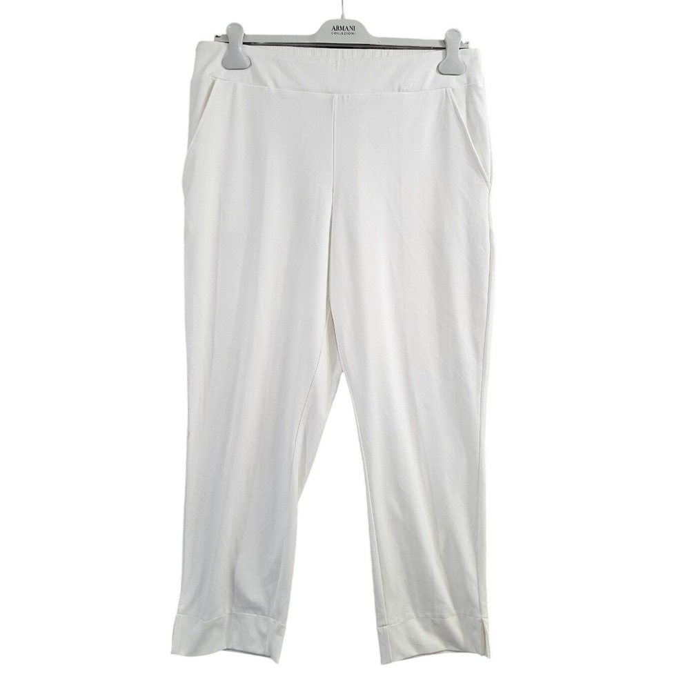 Rachel Zoe Jogger Pants Womens XL White Solid Ribbed Waistband Stretch Cropped